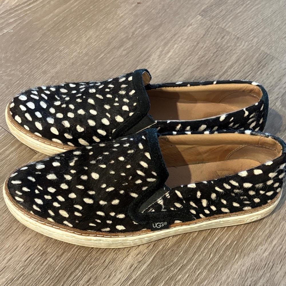 UGG Black & White Spotted Slip-On Loafers